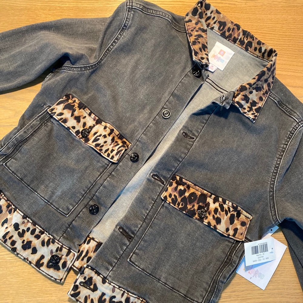 LuLaRoe Kenny Denim and Cheetah Jacket